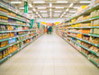 Abstract blurred supermarket aisle