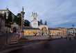 Piazza Libertà in Udine with the Loggia of San Giovanni and column of justice by night. Italy.