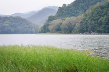 Hazy Landscape Of Lake De  Yojoa In Western Honduras. Central America