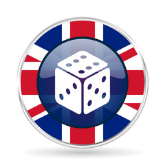 Leinwandbilder - game british design icon - round silver metallic border button with Great Britain flag