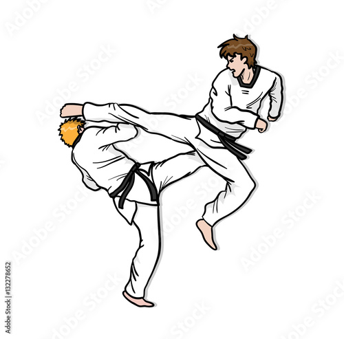 Taekwondo Fight A Hand Drawn Vector Cartoon Illustration Of 2 Guys Martial Art Sparring Buy This Stock Vector And Explore Similar Vectors At Adobe Stock Adobe Stock