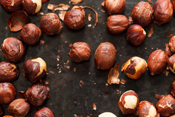 hazelnuts on the black board