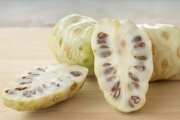 Noni or Morinda citrifolia, great morinda, Indian mulberry, beac