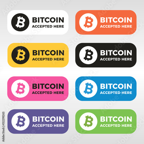 Bitcoin accepted here - vector logo badges and sticker. For online and offline stores are ...