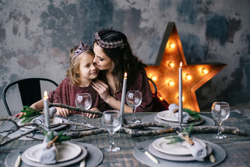 Wall Mural - mother and daughter in the image of the Queen and the Princess f