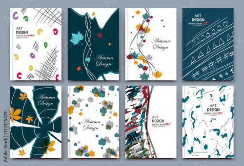 Abstract Composition Elegant Leaf Fall Icon Eco Figure Text