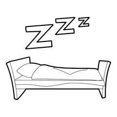 Wall Mural - Bed icon, outline style