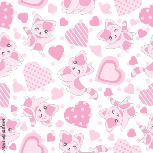 Seamless Background Of Valentine S Day Illustration With Cute Pink