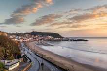 Looking Across The Beach In Scarborough In Yorkshire England
