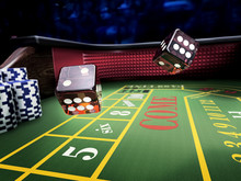 Dices Throw On Craps Table At Casino