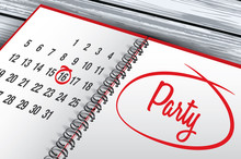 Party Day Mark On Calendar, Vector Illustration