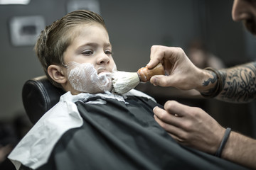 Funny shaving of little boy