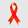 AIDS red ribbon on transparent background. vector