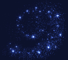 Blue Background With Stars Shine Lights Swirl. Vector Illustration.