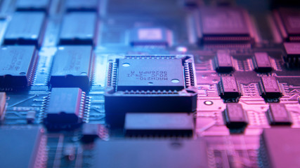 Microchips on a circuit board.