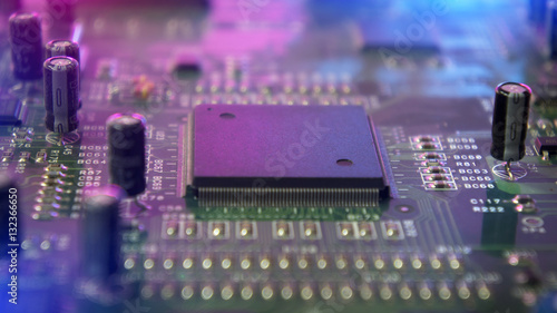 Fotografía Microchips on a circuit board.
