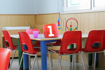 Wall Mural - inside of a school with a jar marked 1