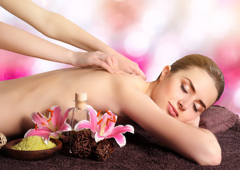 Wall Mural - Spa vacations concept. Young woman having massage