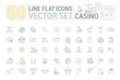 © marinashevchenko - Vector graphic set of icons in flat, contour, thin and linear design. Las Vegas. Slot machine, casino, poker. Gambling. Concept infographics for entertainment city for Web site and app.