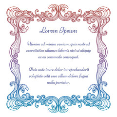 Wall Mural - hand drawn ornate frame vector illustration. colorful vintage frame isolated on white background