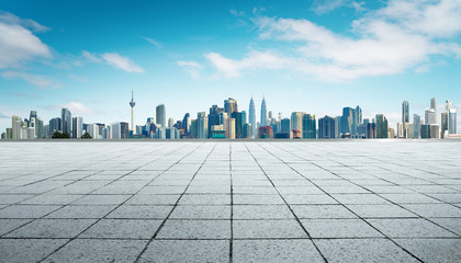 Wall Mural - Cityscape and skyline with empty floor.