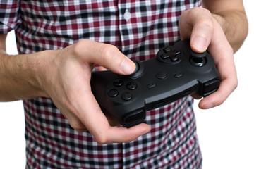 Canvas Print - hands holding a gamepad