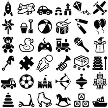 Toy Icon Collection - Vector Outline Illustration And Silhouette
