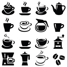 Coffee Cup Icon Collection - Vector Silhouette And Illustration