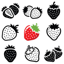 Strawberry Icon Collection - Vector Illustration
