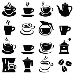 Wall Mural - Coffee cup icon collection - vector silhouette and illustration