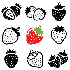 strawberry icon collection - vector illustration