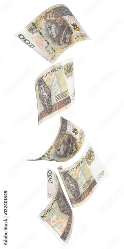 Spadające banknoty 10 PLN - obrazy, fototapety, plakaty 