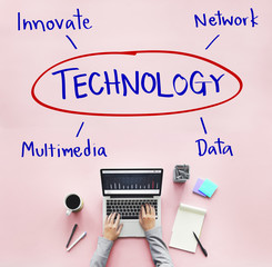 Wall Mural - technology process innovate network data concept