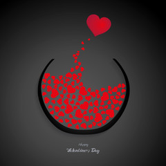 Wall Mural - aquarium full of hearts , happy valentine's day - vector card , background ( love , romantic , valen