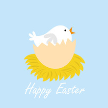 Easter Card With Cute Chick Hatching Design