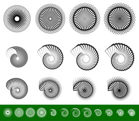 Aufkleber - Set of 12 spiral, swirl, twirl shapes