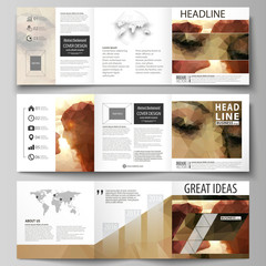 Wall Mural - set of business templates for tri fold square design brochures. leaflet cover, abstract vector layou
