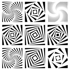 Poster - Monochrome spiral, twirl element. Geometric rotating shape.