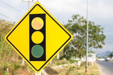 Signs and Symbols.Traffic routing and alert on the road to the vehicle.
