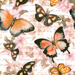 © zzorik - Flowers, butterflies, hand written text note. Watercolor. Seamless pattern