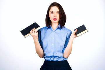 Wall Mural - Young girl with books