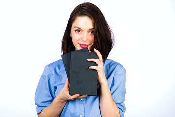 Wall Mural - Young girl with books