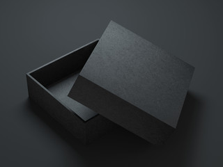 Wall Mural - Black Box Mockup with opened cover, 3d rendering