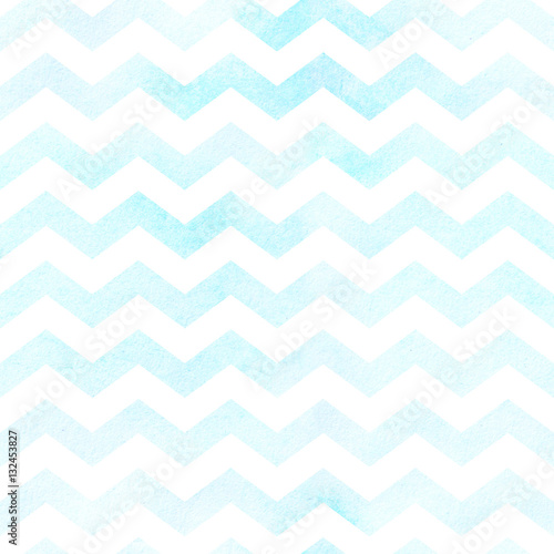 Cotton fabric Seamless watercolor chevron pattern in blue. Seamless pattern.