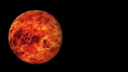 Wall Mural - 3D red rotating planet. The mysterious planets revolves in an open starry Space.  3D animation on  fire  space theme.