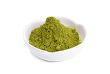 Fototapeta Mapy - Green Tea powder on the plate on white background.