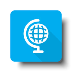Wall Mural - White Earth Globe icon on blue web button