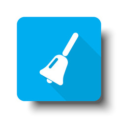 Wall Mural - White School Bell icon on blue web button