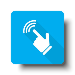 Wall Mural - white touch screen icon on blue web button