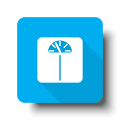 Wall Mural - white personal scale icon on blue web button